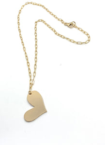 Gold Filled Paperclip Chain with Heart